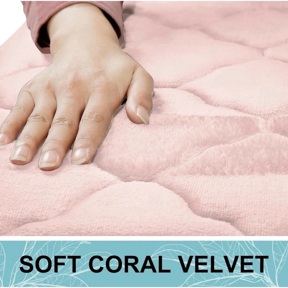 Memory Foam Bath Mat Rug 47x17 Pink.